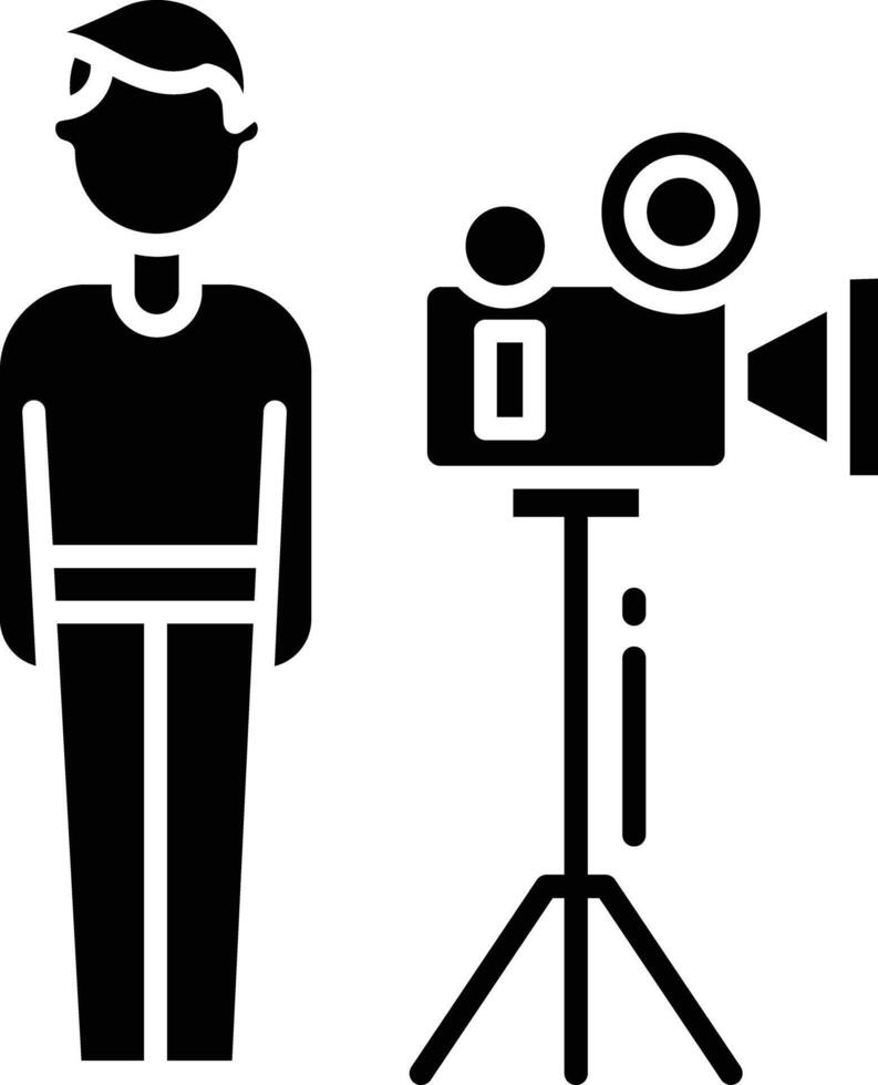 Cameraman solid glyph illustration vector