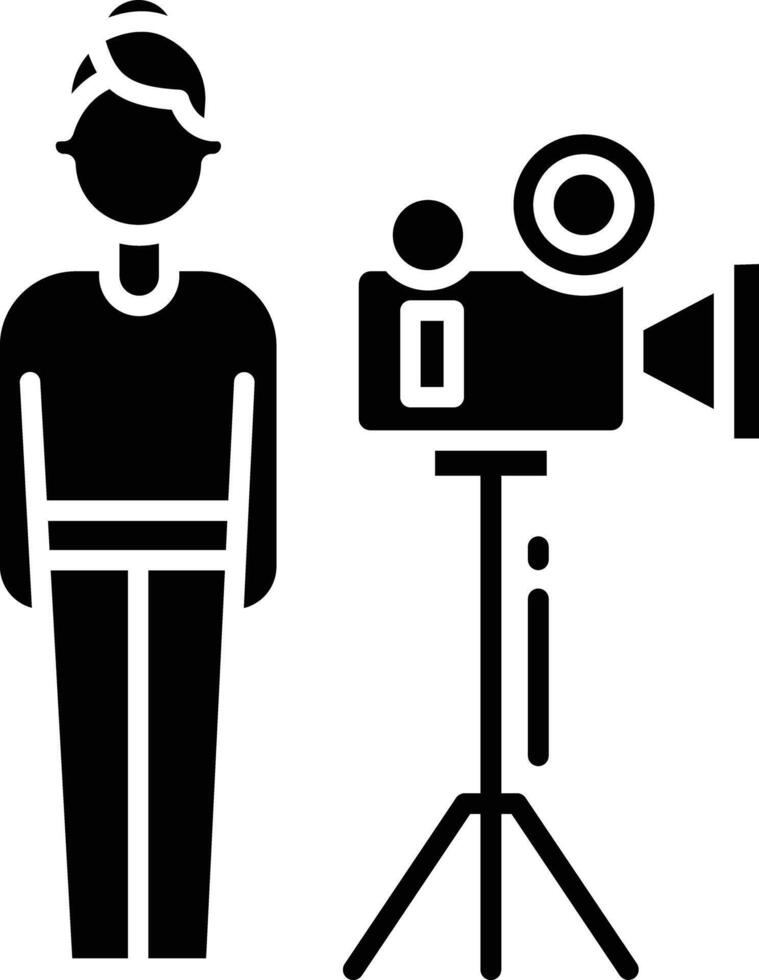 Cameraman solid glyph illustration vector