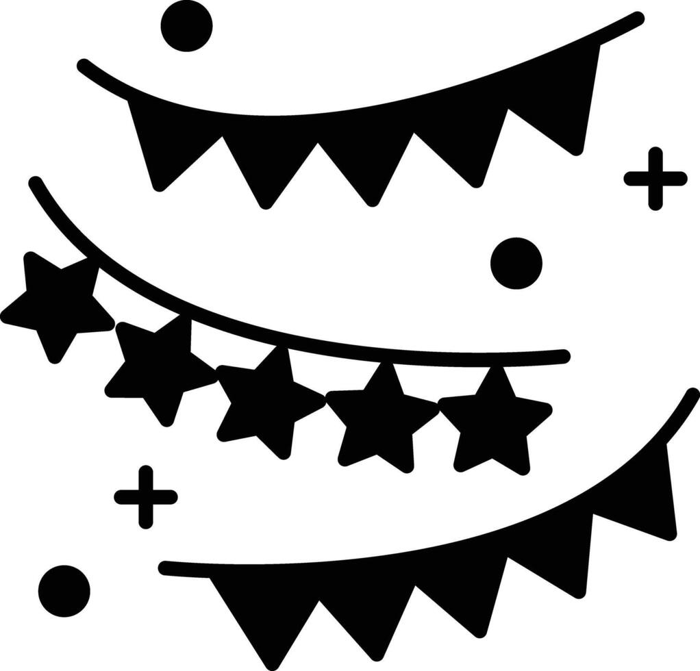 Bunting solid glyph illustration vector