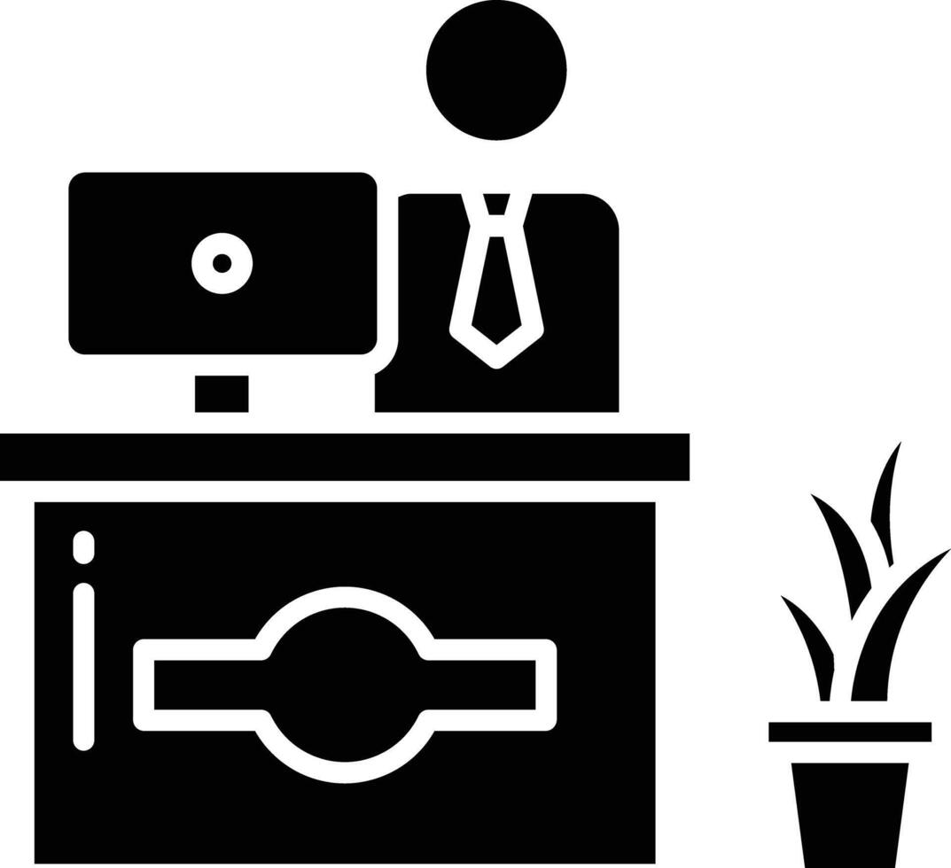 Receptionist solid glyph illustration vector