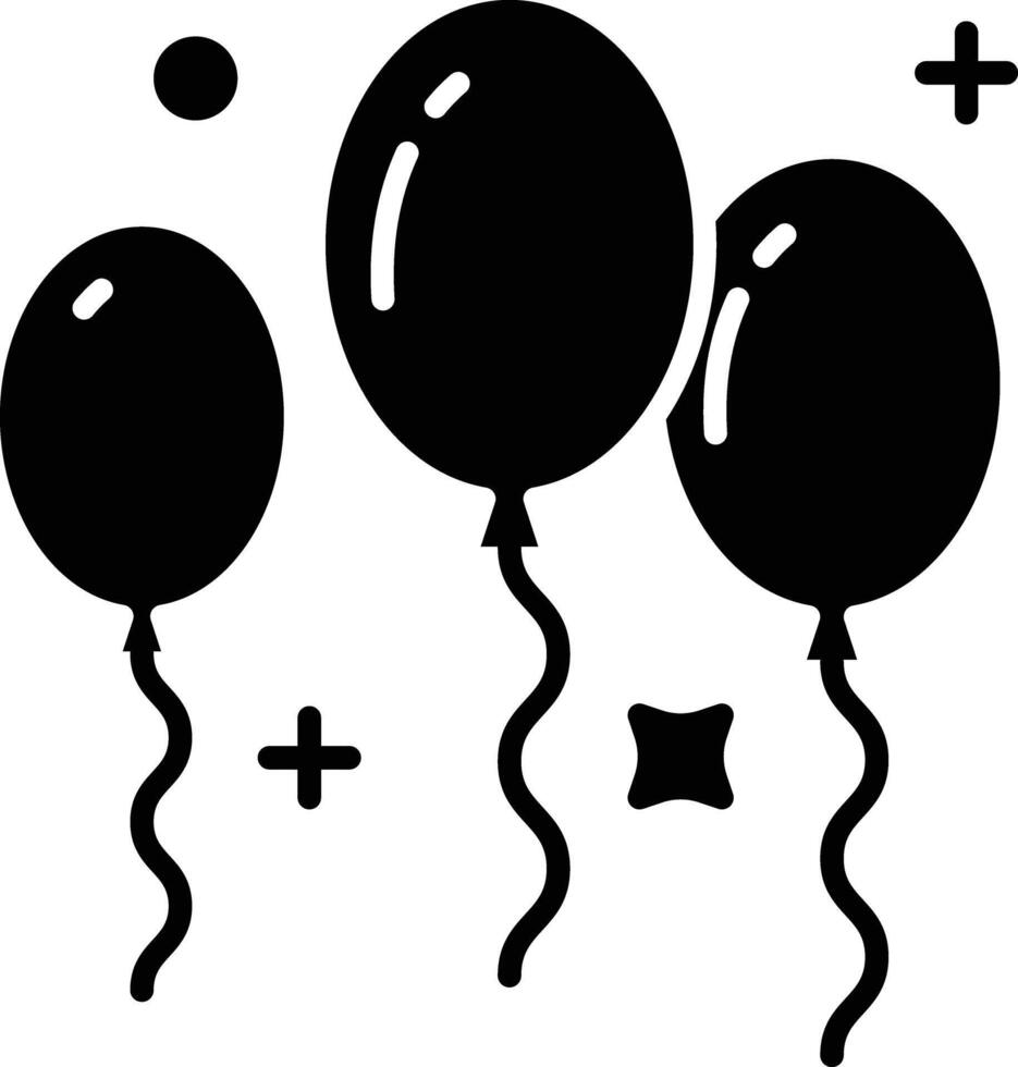 Balloons solid glyph illustration vector