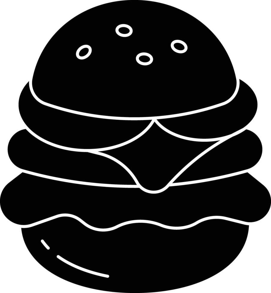 cheese patty beef burger solid glyph illustration vector