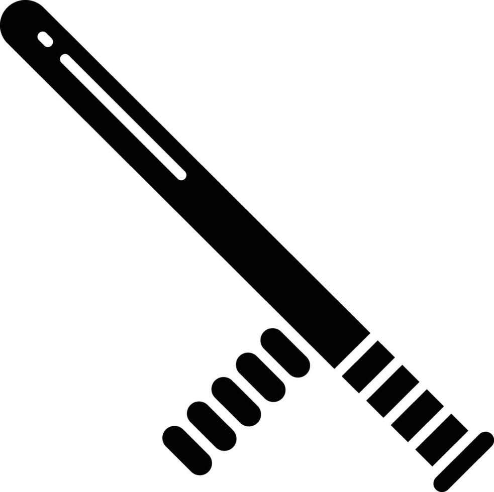 police stick solid glyph illustration vector
