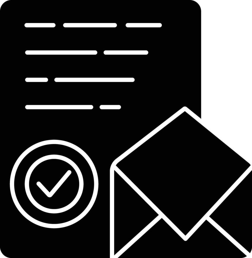 Assurance letter solid glyph illustration vector