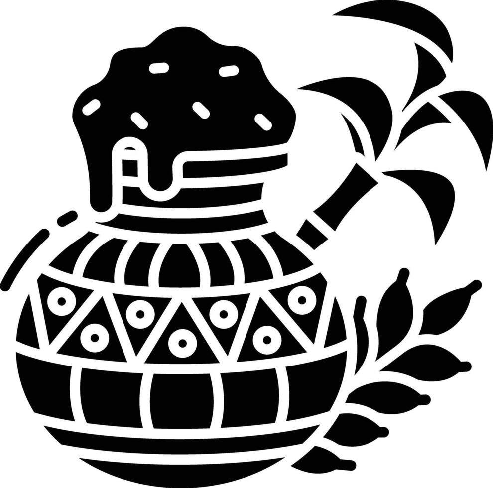 Pongal pot solid glyph illustration vector
