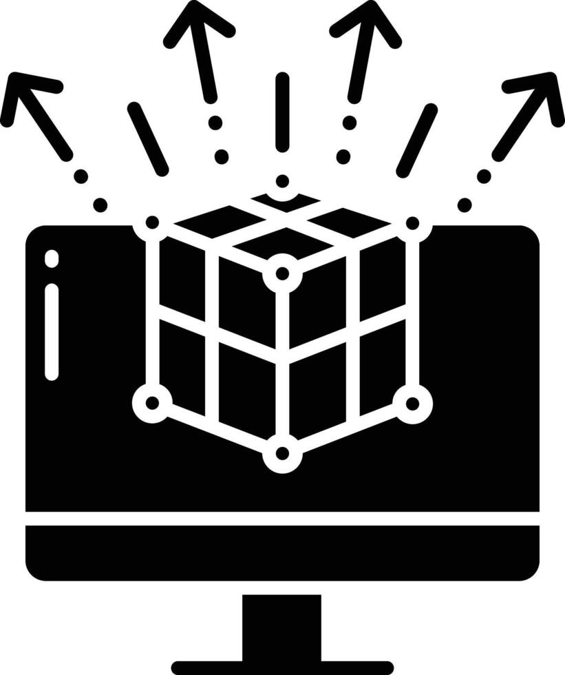 Computer solid glyph illustration vector