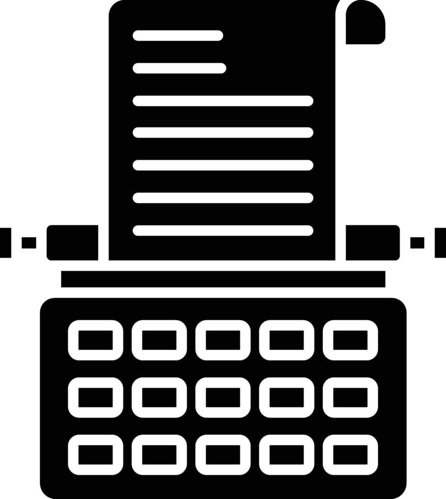 type writer solid glyph illustration vector