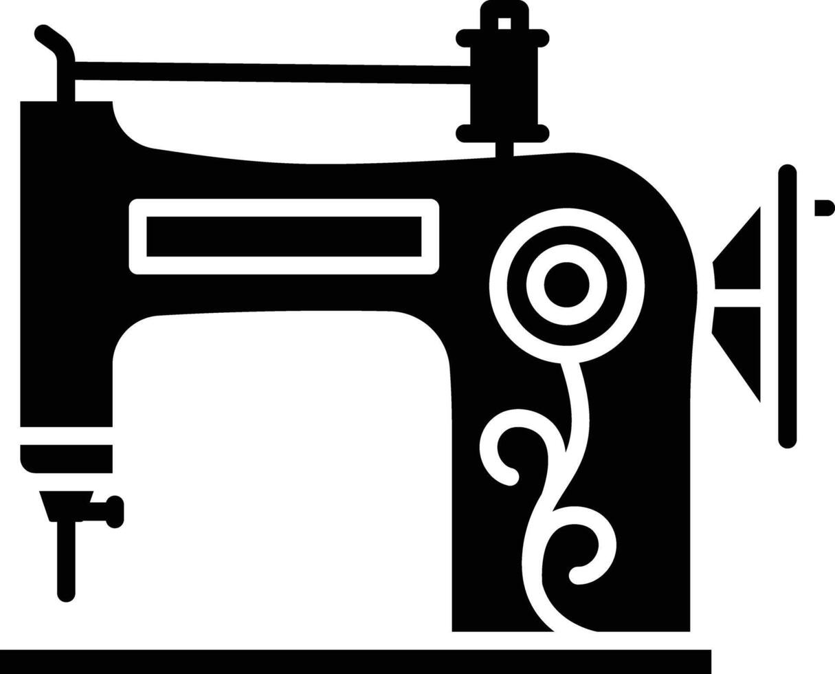 sewing machine retro solid glyph illustration vector