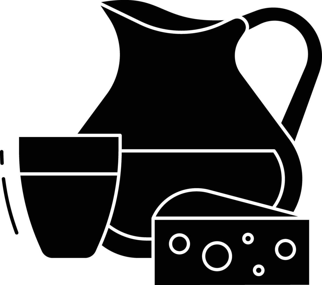 milk and cheese solid glyph illustration vector