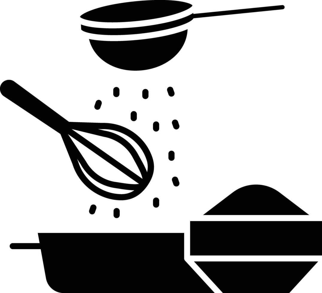 Flour whisking solid glyph illustration vector