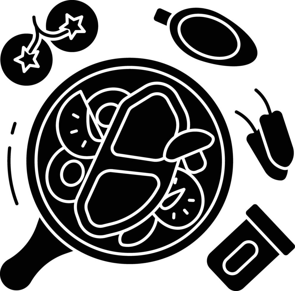beef egg protein meal solid glyph illustration vector