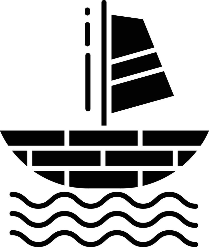 Sailboat solid glyph illustration vector