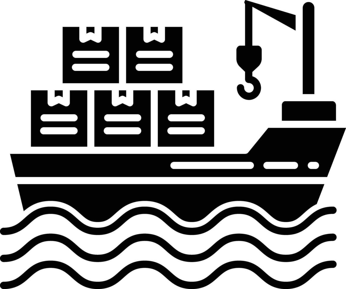 Ship solid glyph illustration vector
