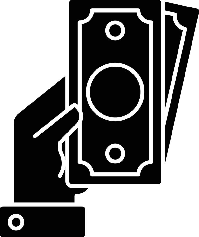 Money hand solid glyph illustration vector