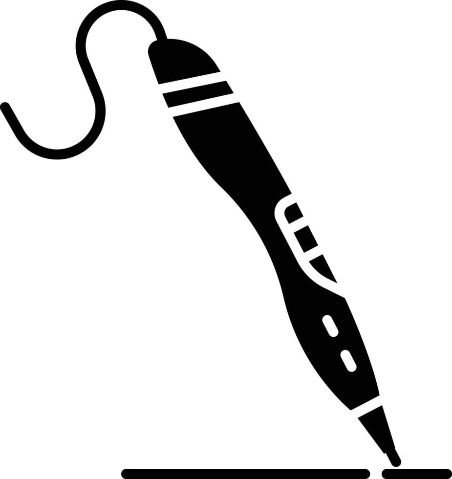 3d Pen solid glyph illustration vector