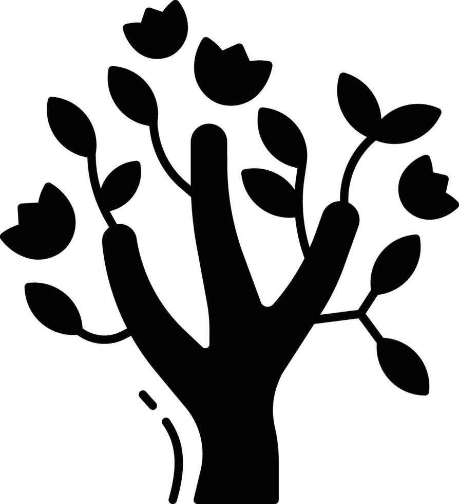 magnolia tree solid glyph illustration vector