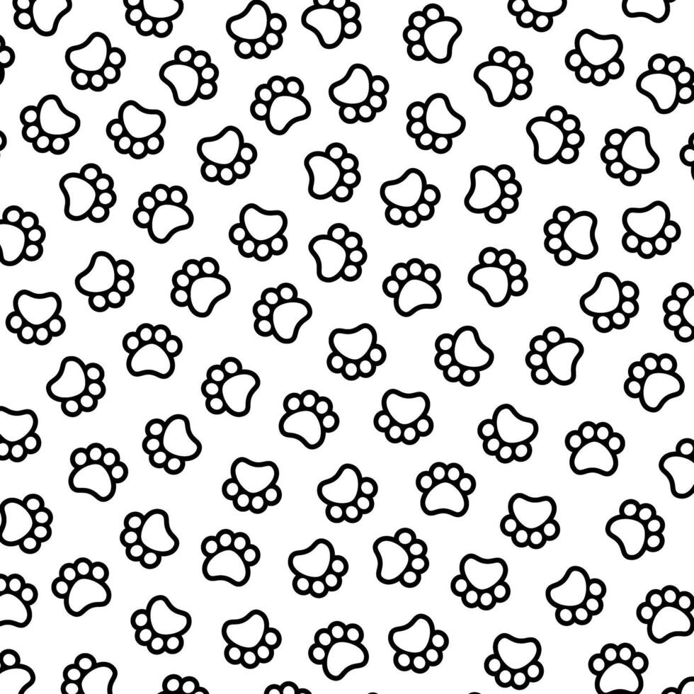 Dog Foot Print Line Style Pattern Background vector