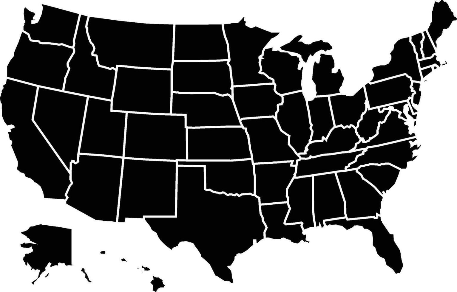 Map of the United States America Separated by State vector