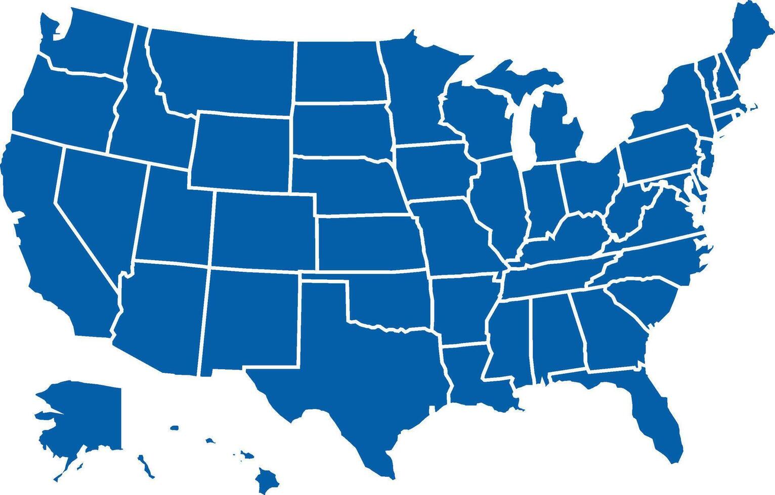 Blue Map of the United States America Separated by State vector