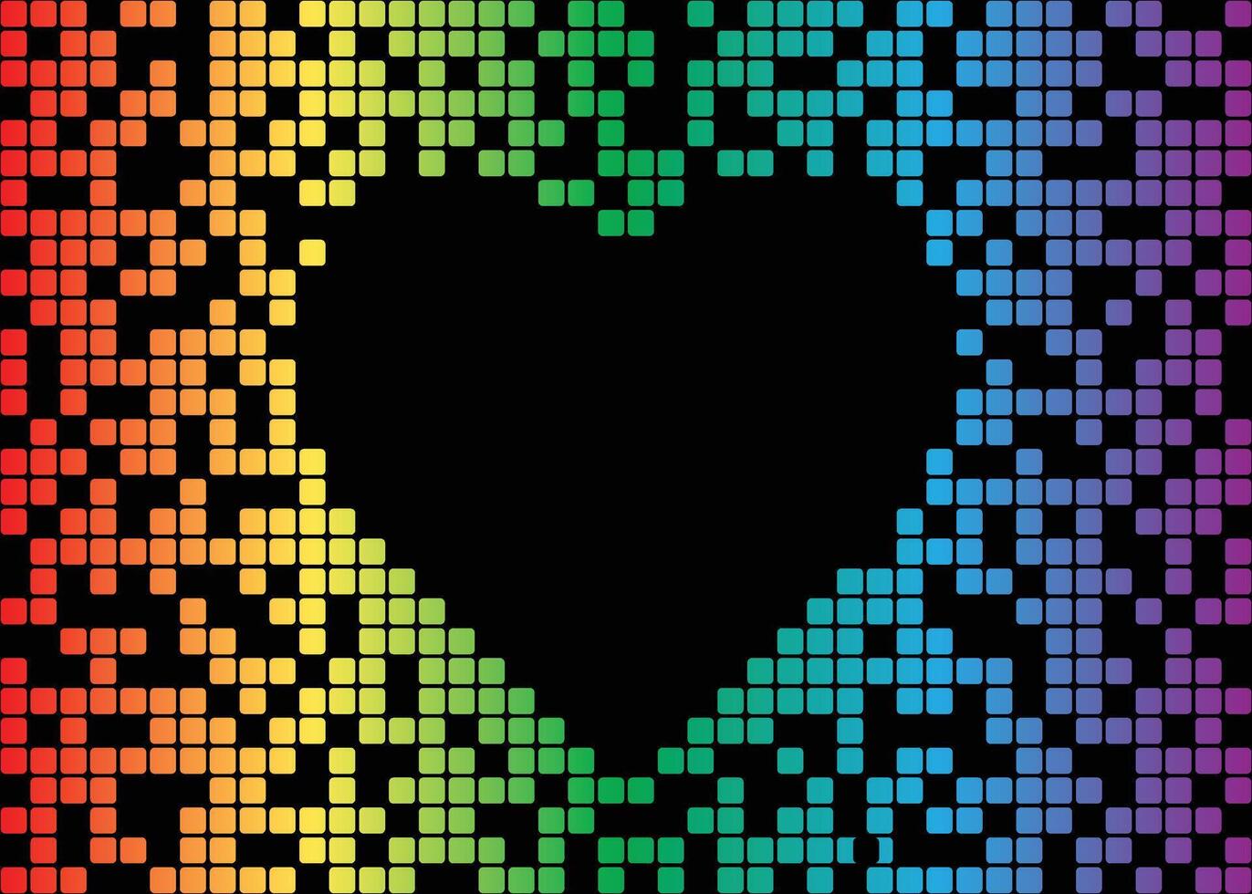 Digital Pixel Background Heart Frame vector
