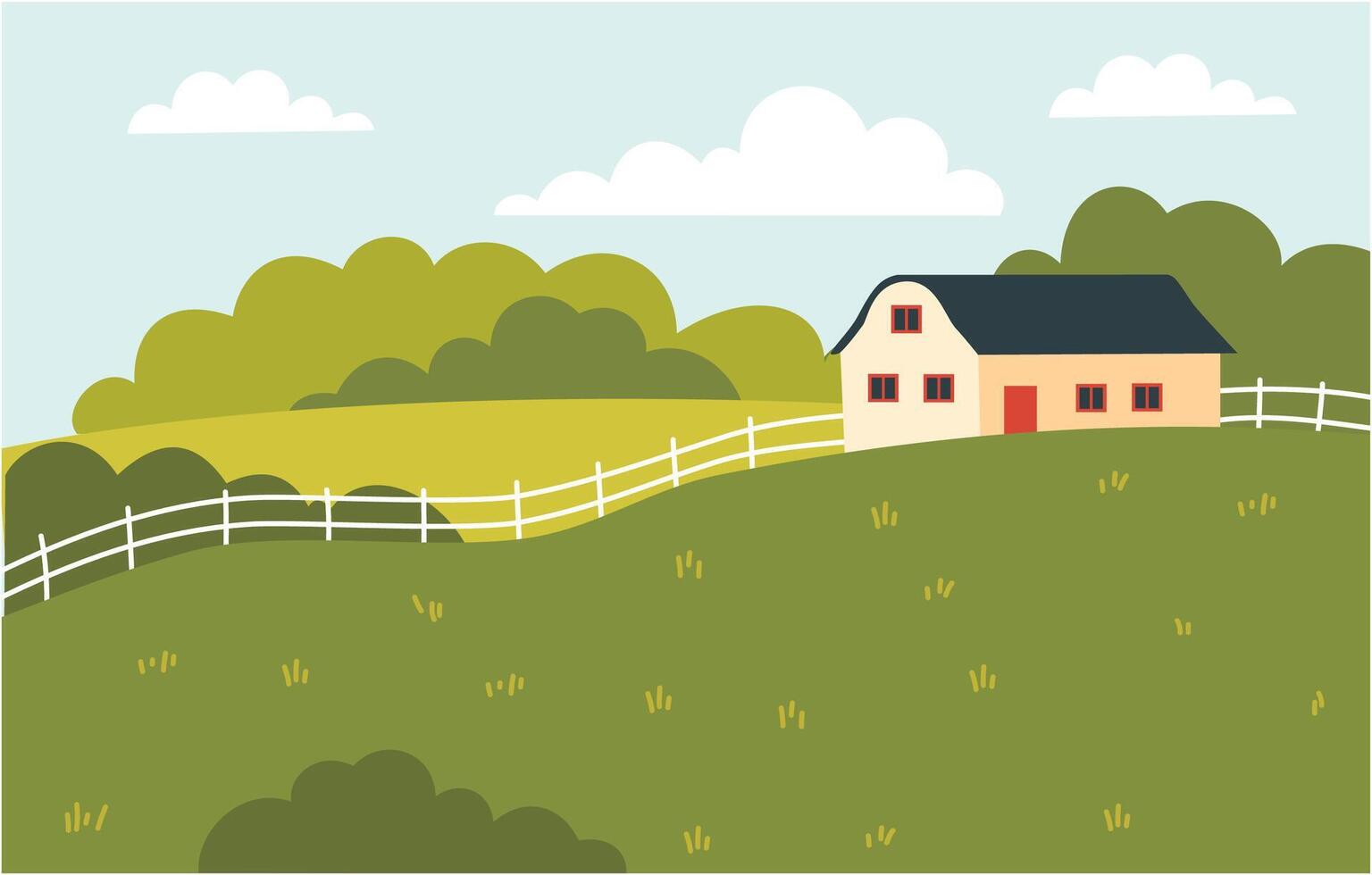 Flat illustration. Farm landscape vector