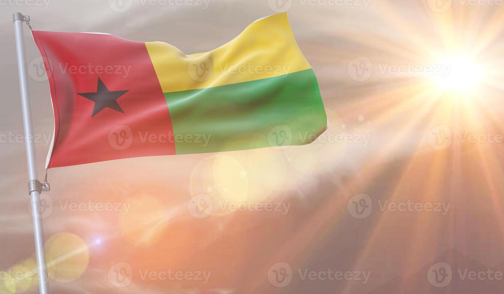 A Guinea Bissauflag with the sun shining on it photo
