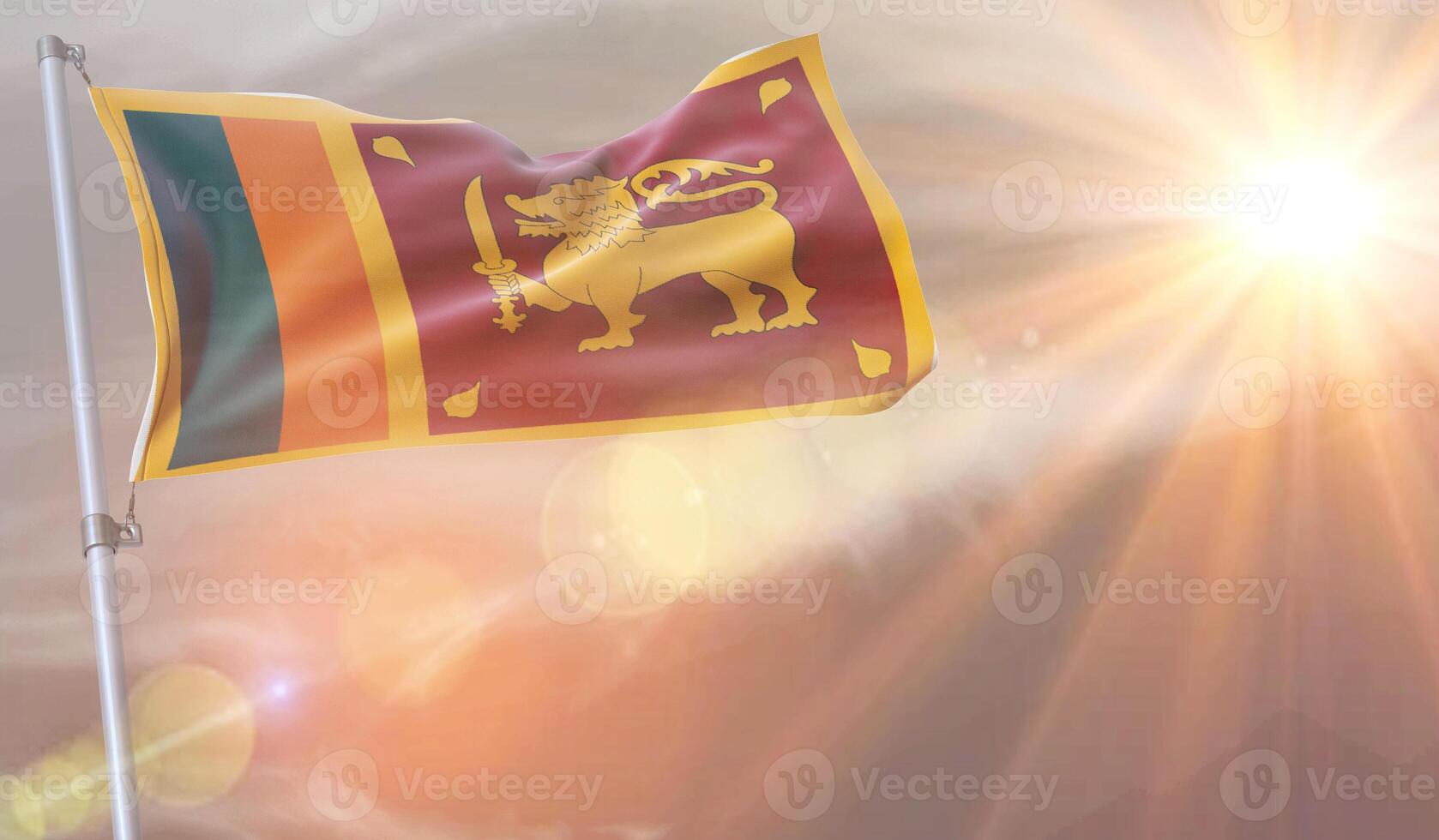 A Sri Lanka flag with the sun shining on it photo