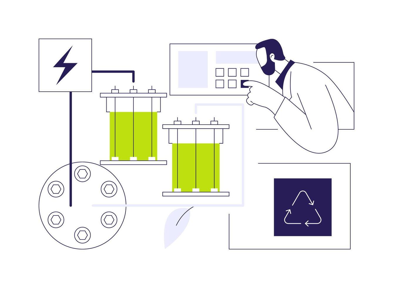 Organic flow batteries abstract concept illustration. vector