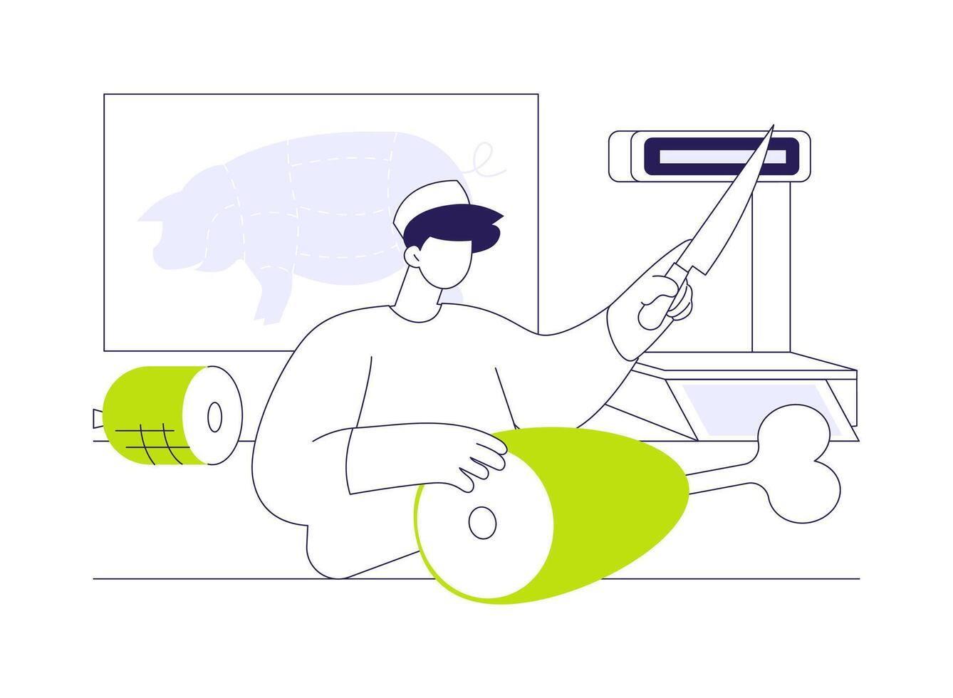 Pork fabrication abstract concept illustration. vector