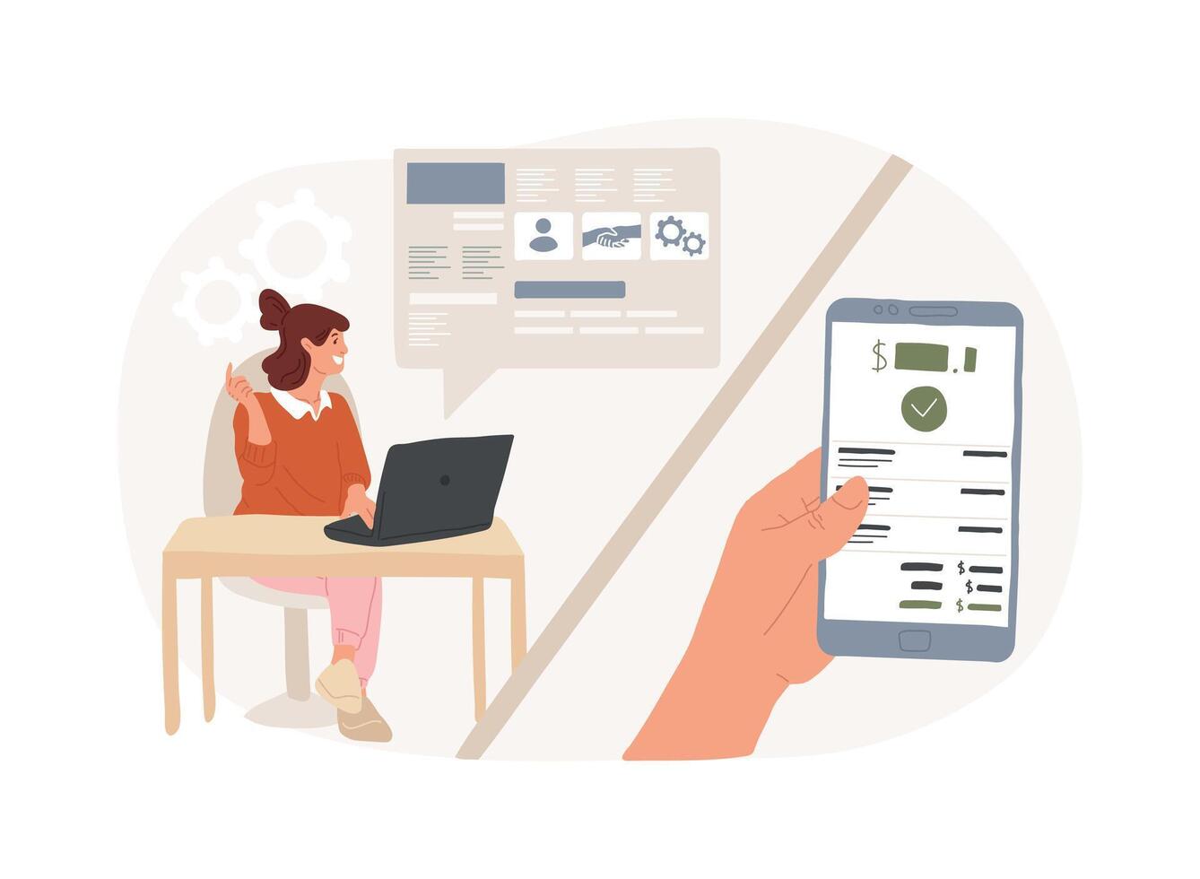 Payroll processing isolated cartoon illustrations. vector