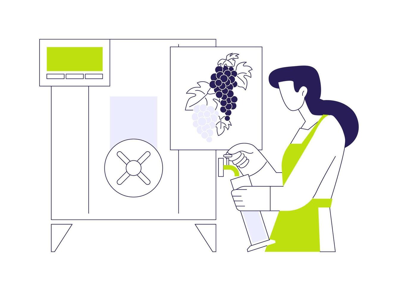 Wine fermentation in stainless steel abstract concept illustration. vector