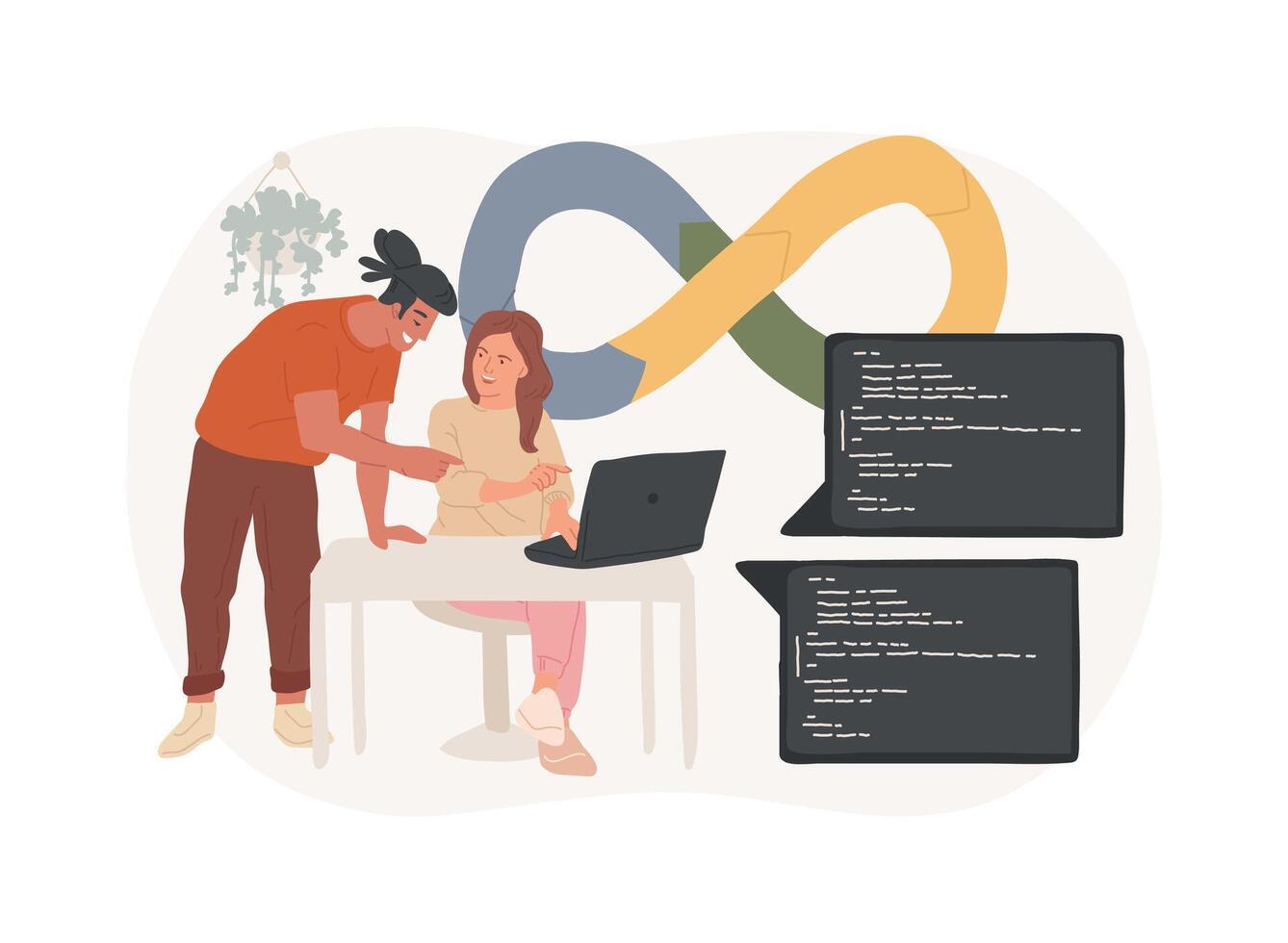 DevSecOps workflow isolated cartoon illustrations. vector
