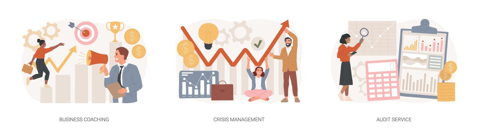 Consulting company isolated concept illustration set. vector