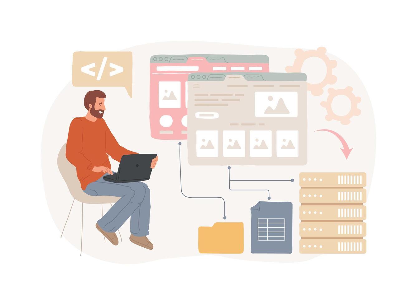 Website scraping isolated cartoon illustrations. vector