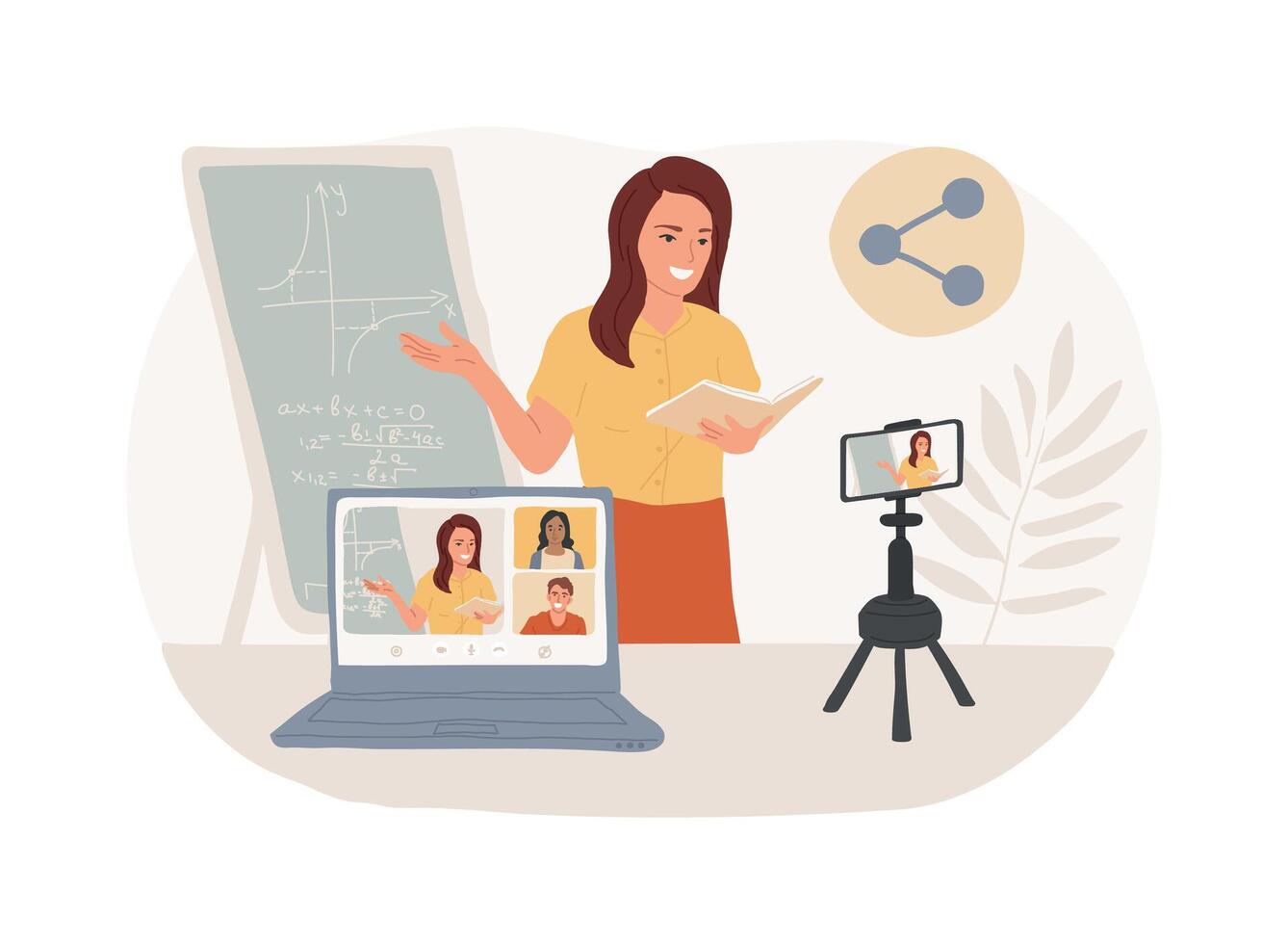 Share videos isolated cartoon illustrations. vector