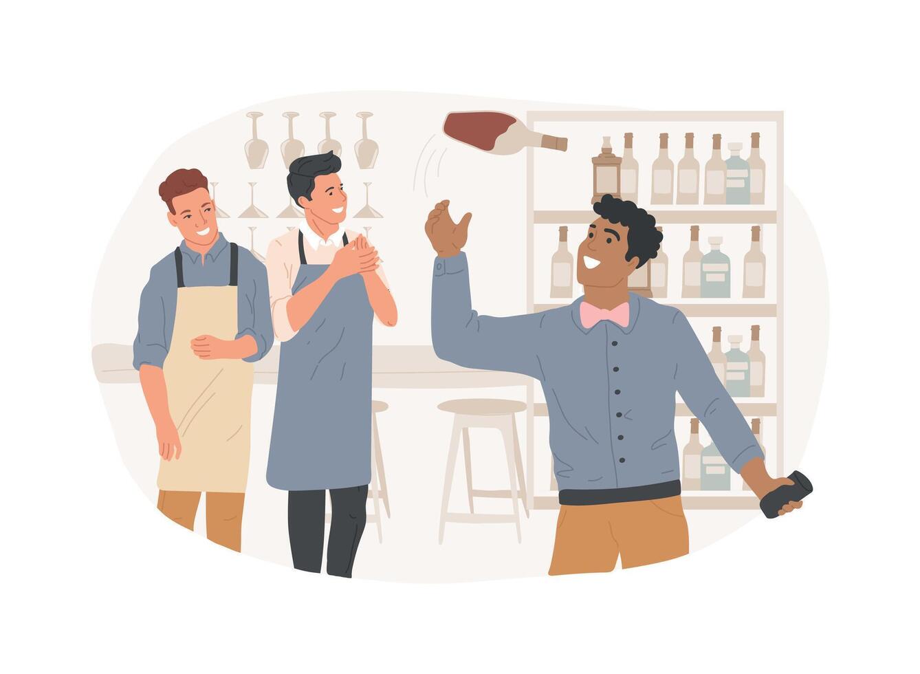 Bartender show isolated cartoon illustrations. vector