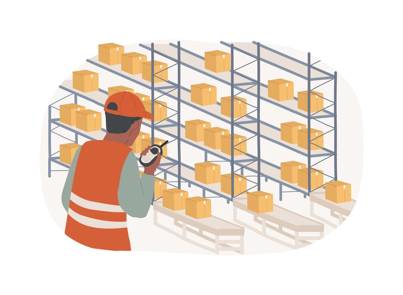 Automated storage and retrieval system isolated cartoon illustrations. vector
