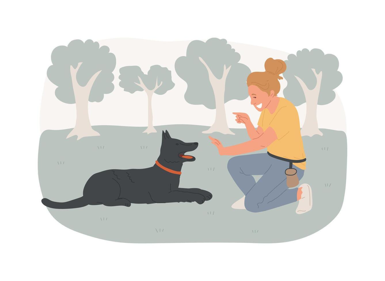 Dog obedience trainer isolated cartoon illustrations. vector