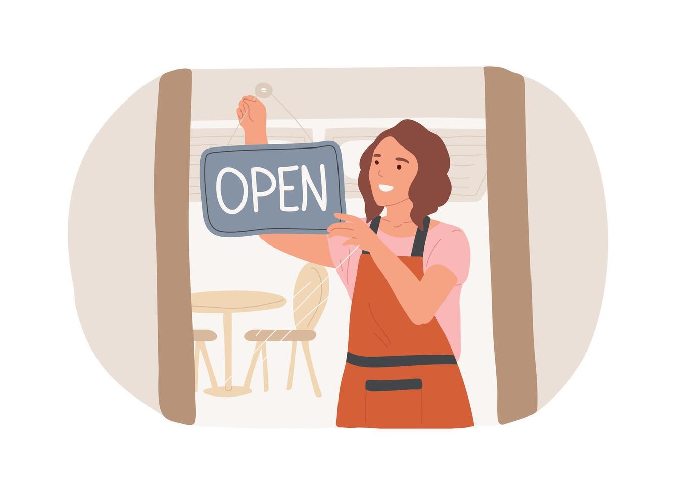 Restaurant opening day isolated cartoon illustrations. vector