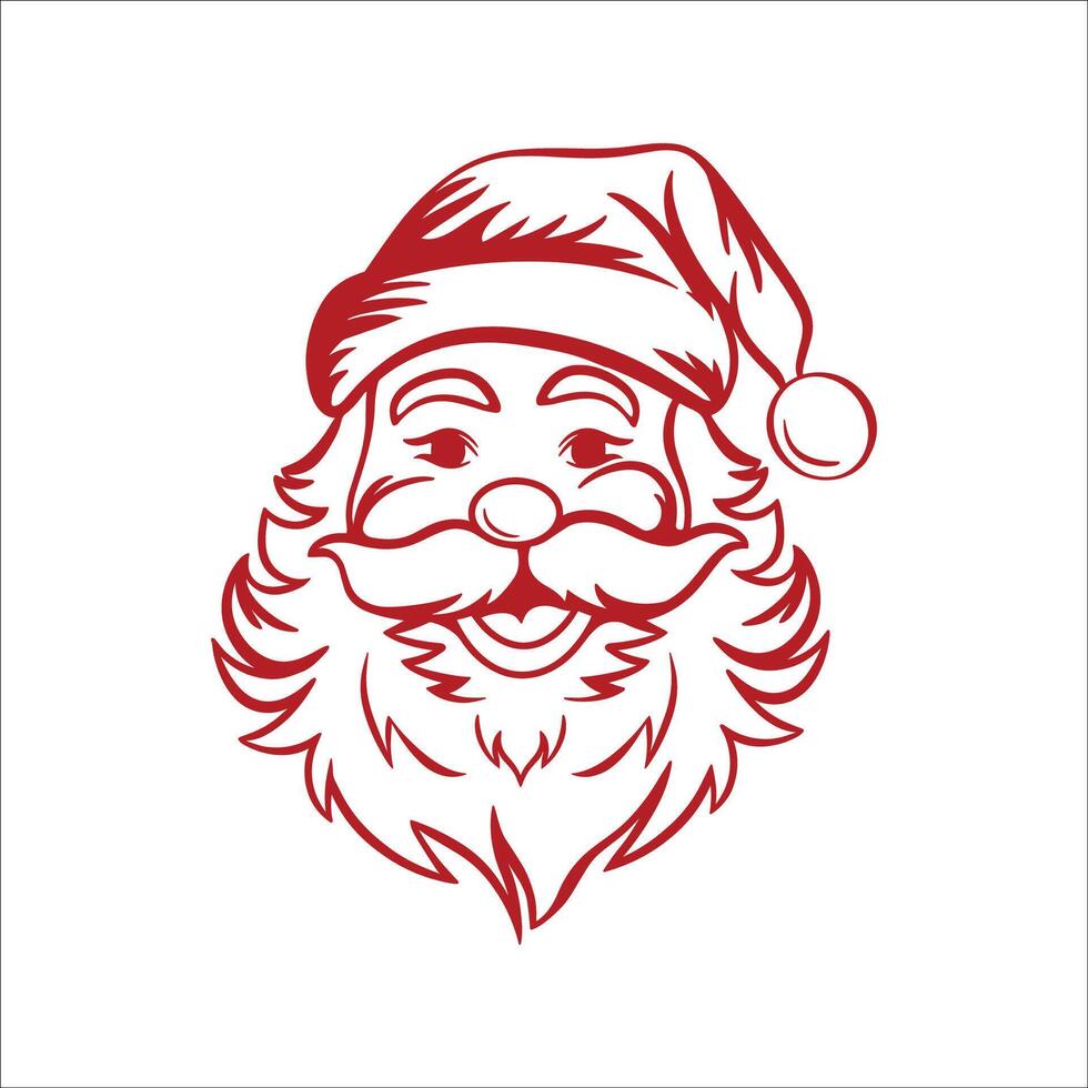 Line art design of Santa Claus head with laughing face vector