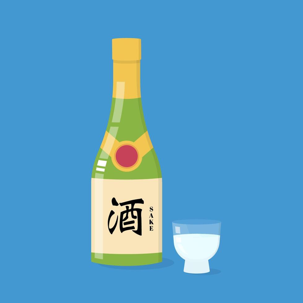 japanese sake green bottle vector