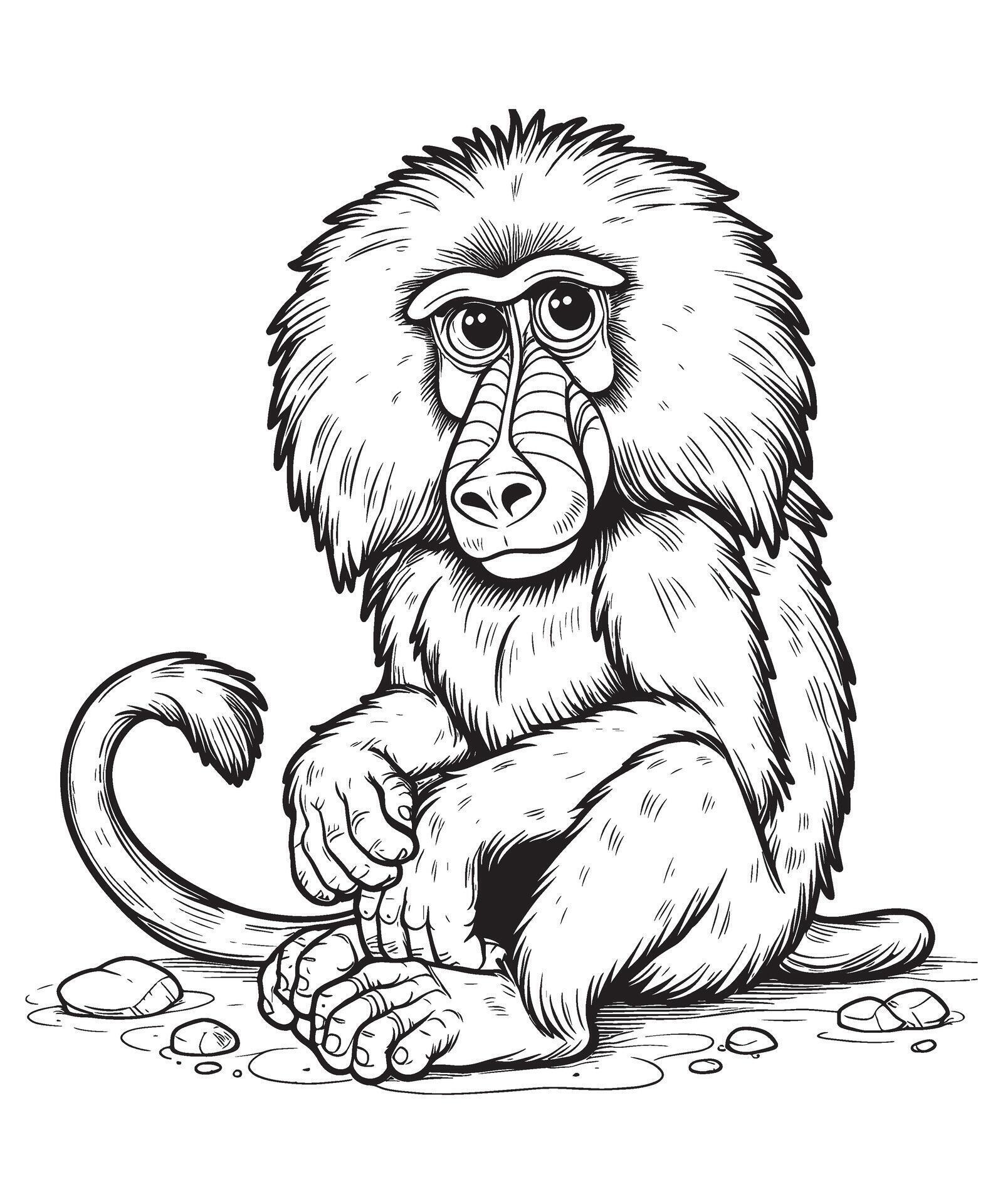 Baboon Coloring Page for Kids 48863168 - Baboon Coloring Page For Kids Free Vector 