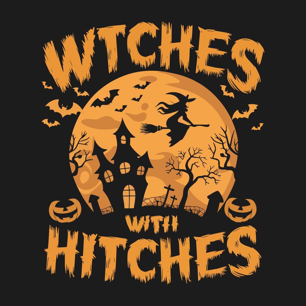 Halloween t-shirt design costume creative Eye-catching high-quality Illustration Black cat Pumpkin, Scary trendy graphic badge typography quote t-shirt design . Ready for print, tee, template vector