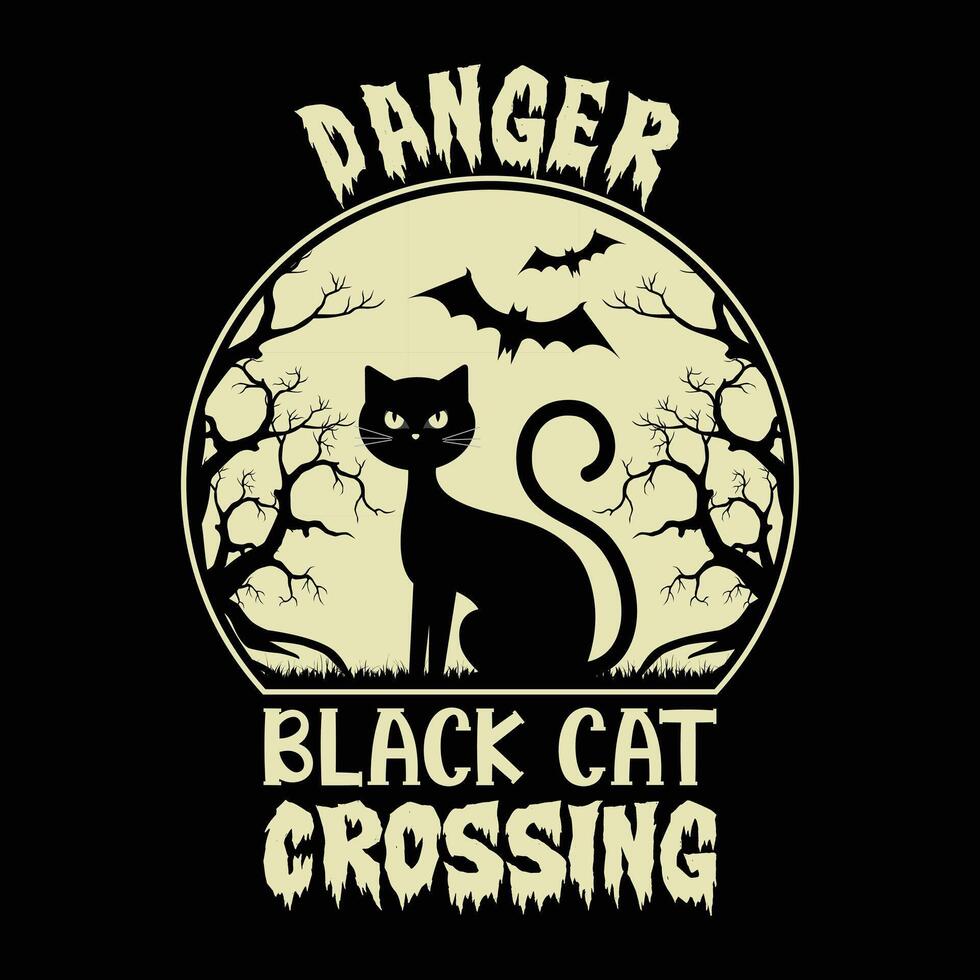 Danger Black Cat Crossing vector