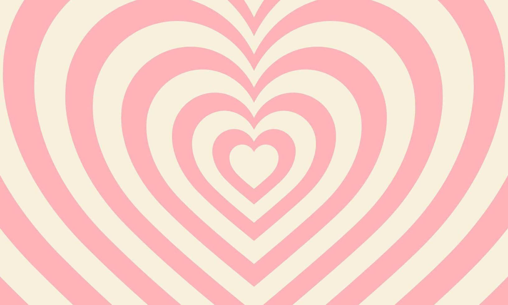 Groovy pink heart tunnel background. Y2K valentines illustration vector
