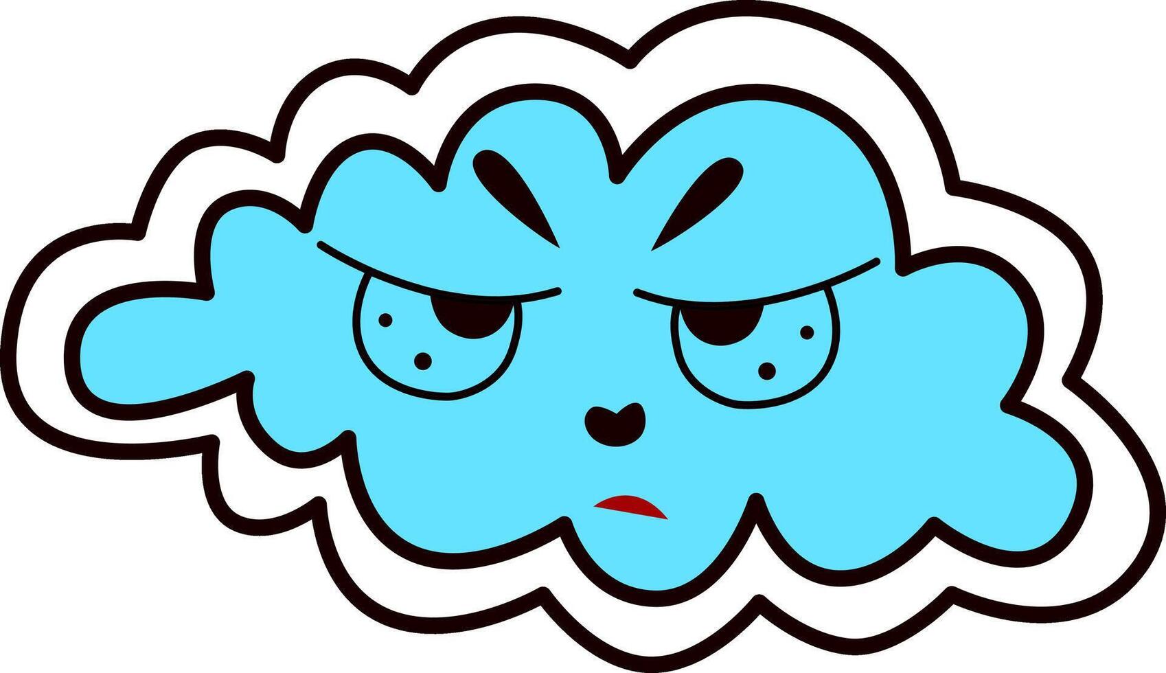 A sad blue cloud with eyes vector