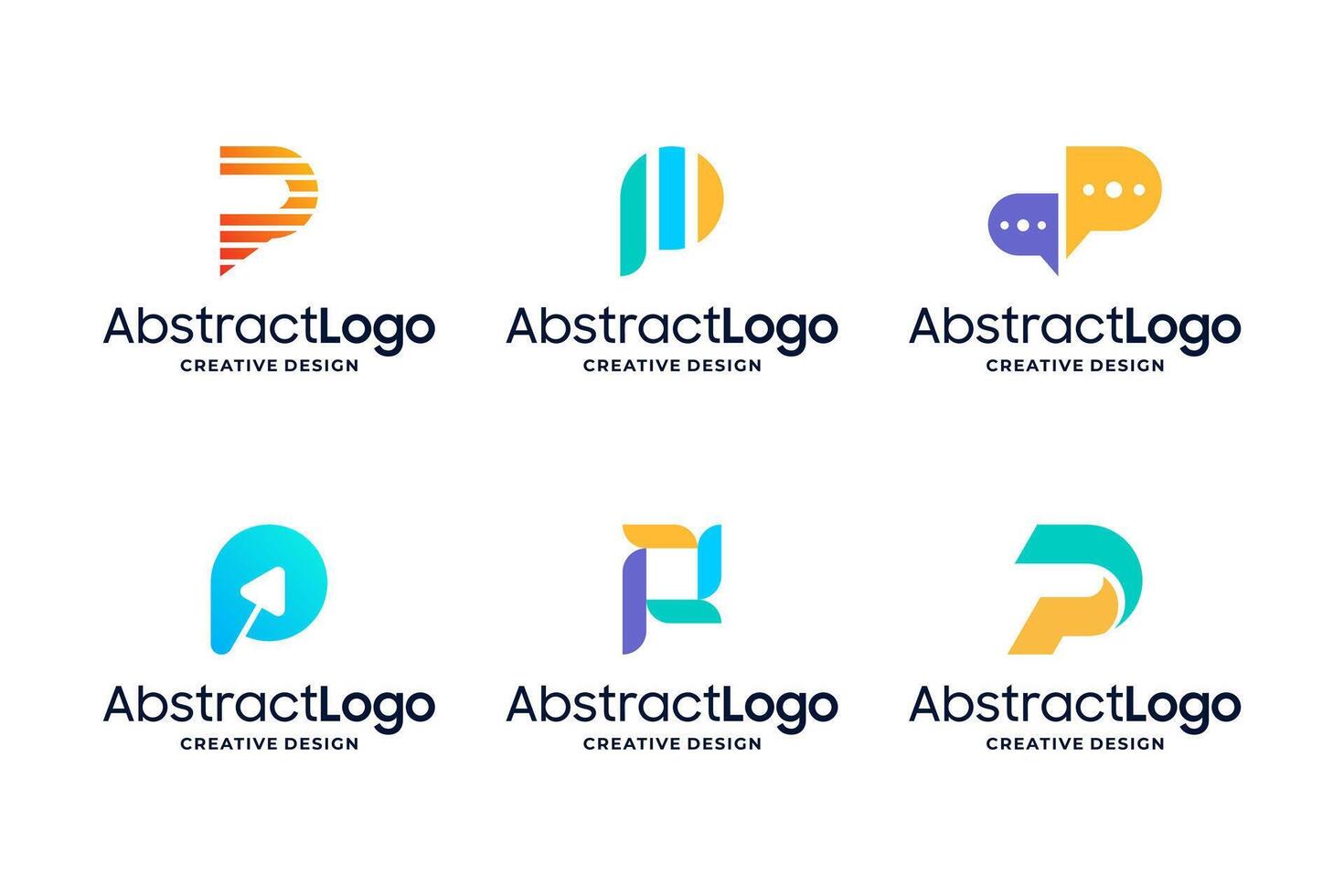 Set of colorful letter P logo design inspiration vector