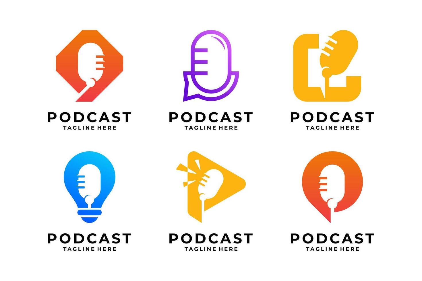 Set of simple podcast dialog logo design vector