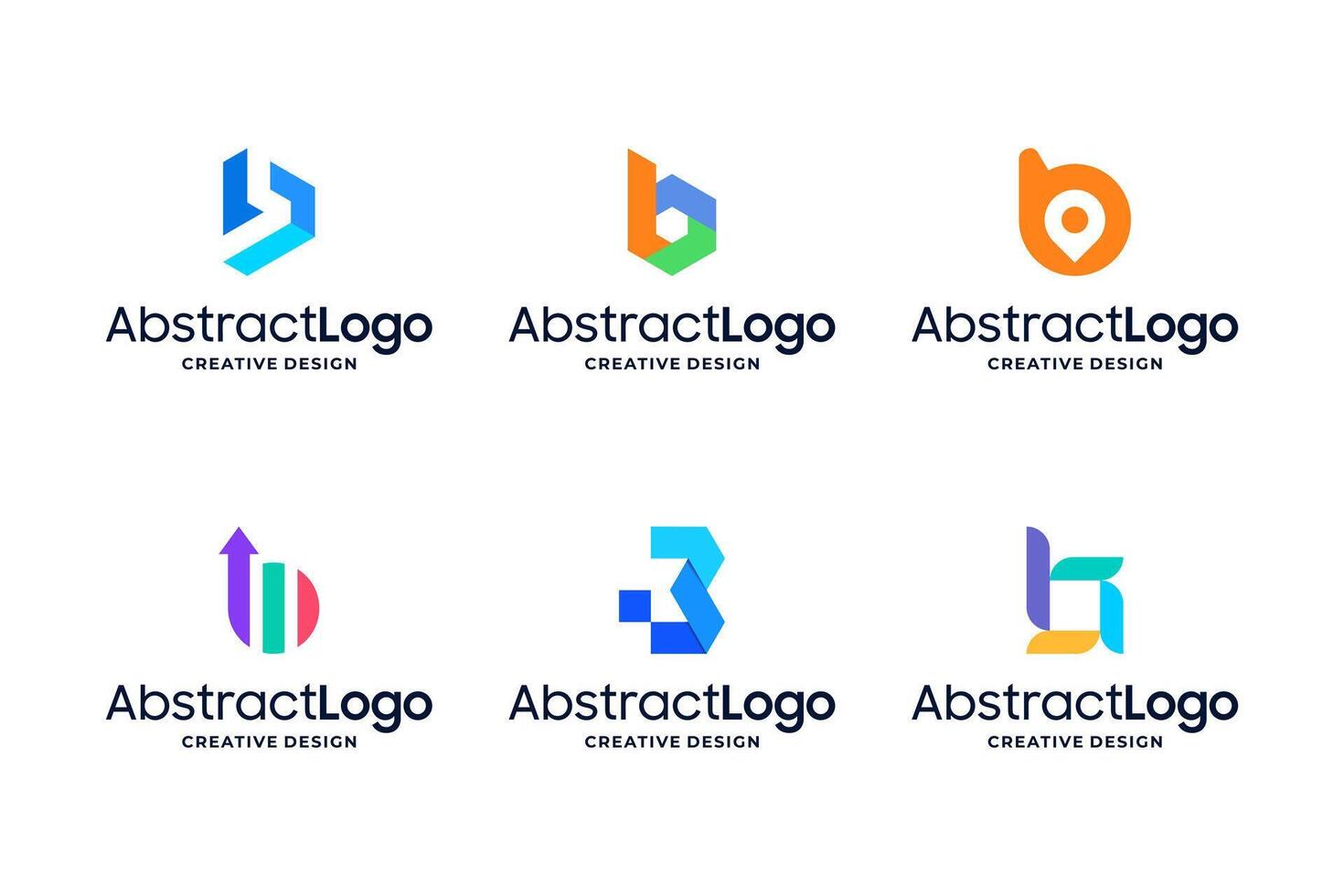 Set of letter B logo design with colorful theme vector