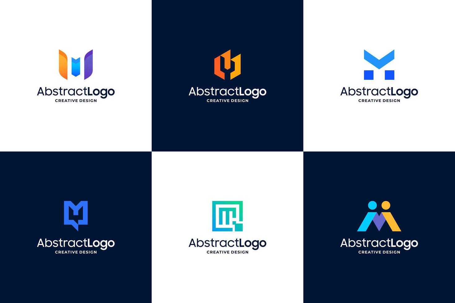 Set of letter M tech logo design vector